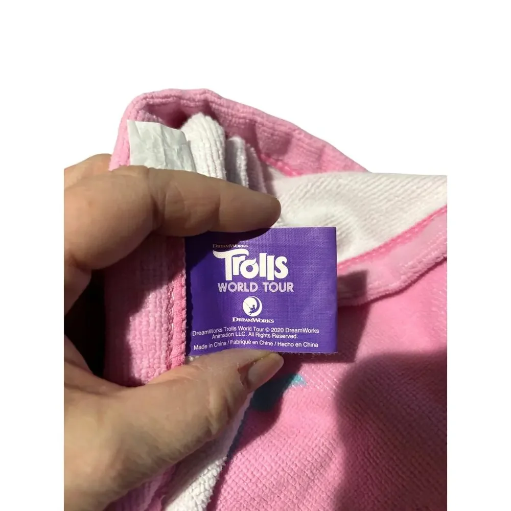 Trolls pink beach bath towel euc like new poppy flower Terry like material